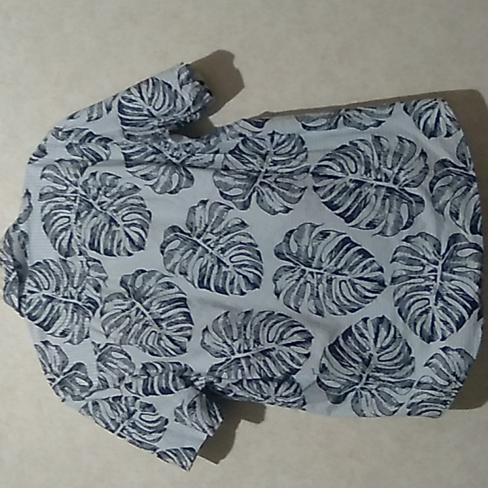 Club Room Madison Palm 🌴 graphic button up shirt size Large, navy and white - Picture 12 of 14